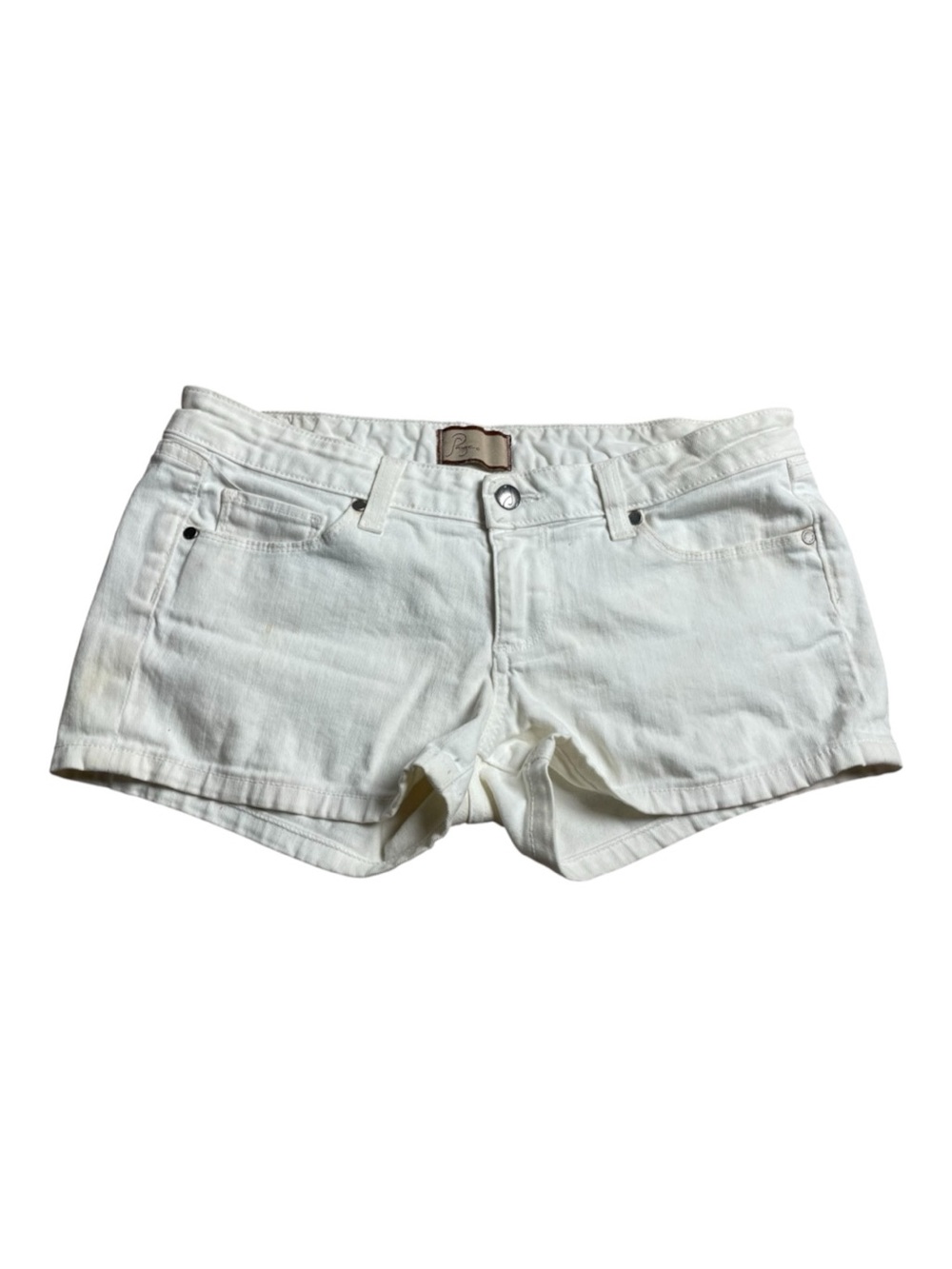 PAIGE White Denim Jean Shorts - Low Rise Casual